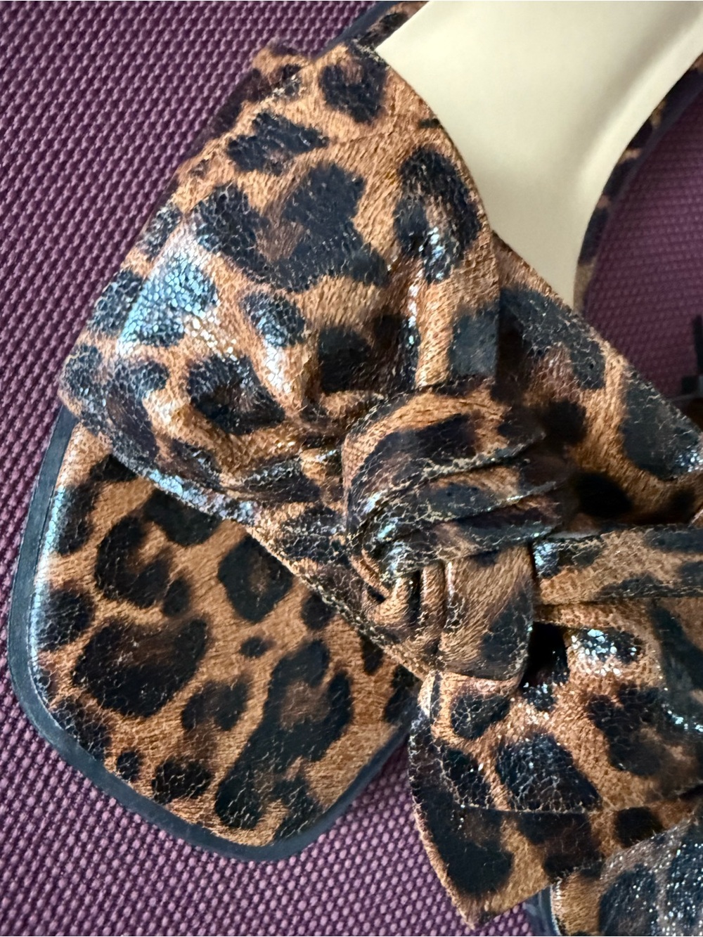 Bandolino Leopard Knot Slide Sandal in Brown and Black - Picture 4 of 8